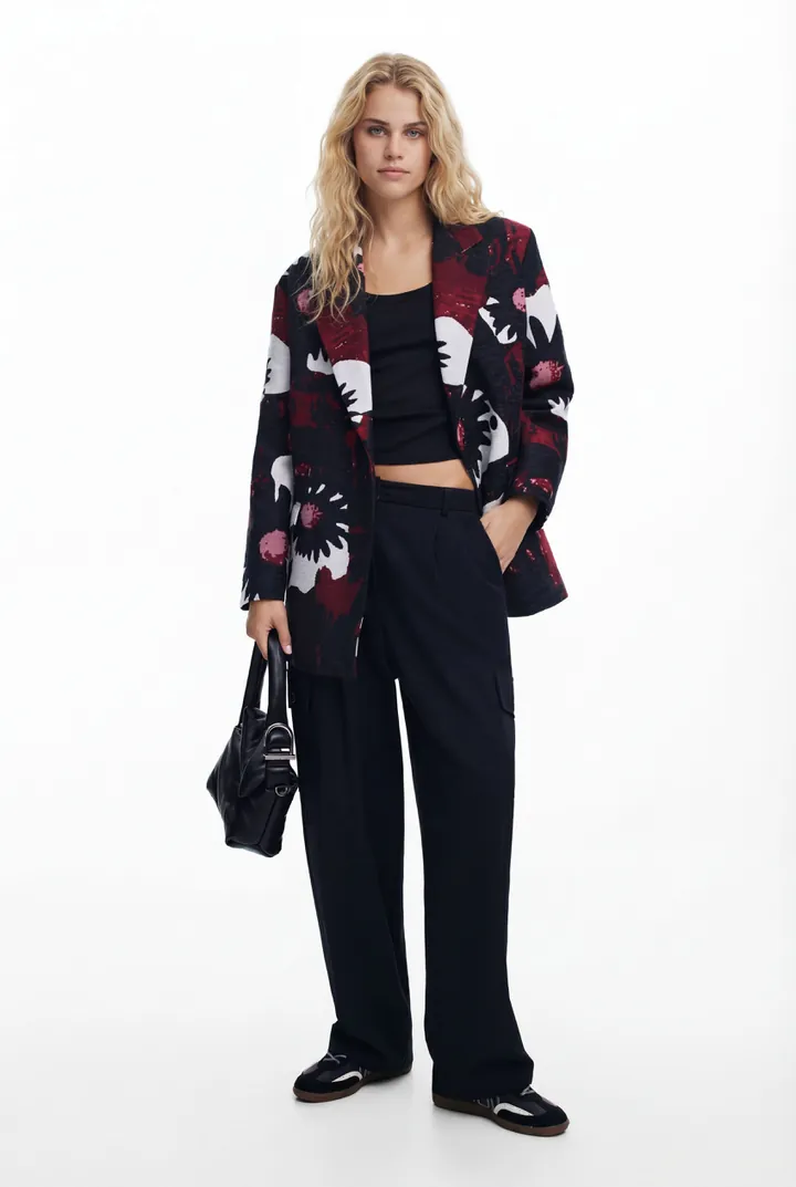 Desigual, Abrigo floral M. Christian Lacroix, Rojo, L
