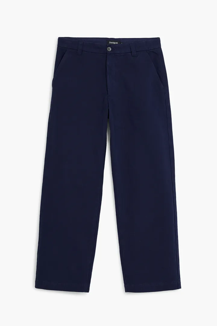 Desigual, Pantalón estructurado recto, Algodon, Azul, 28