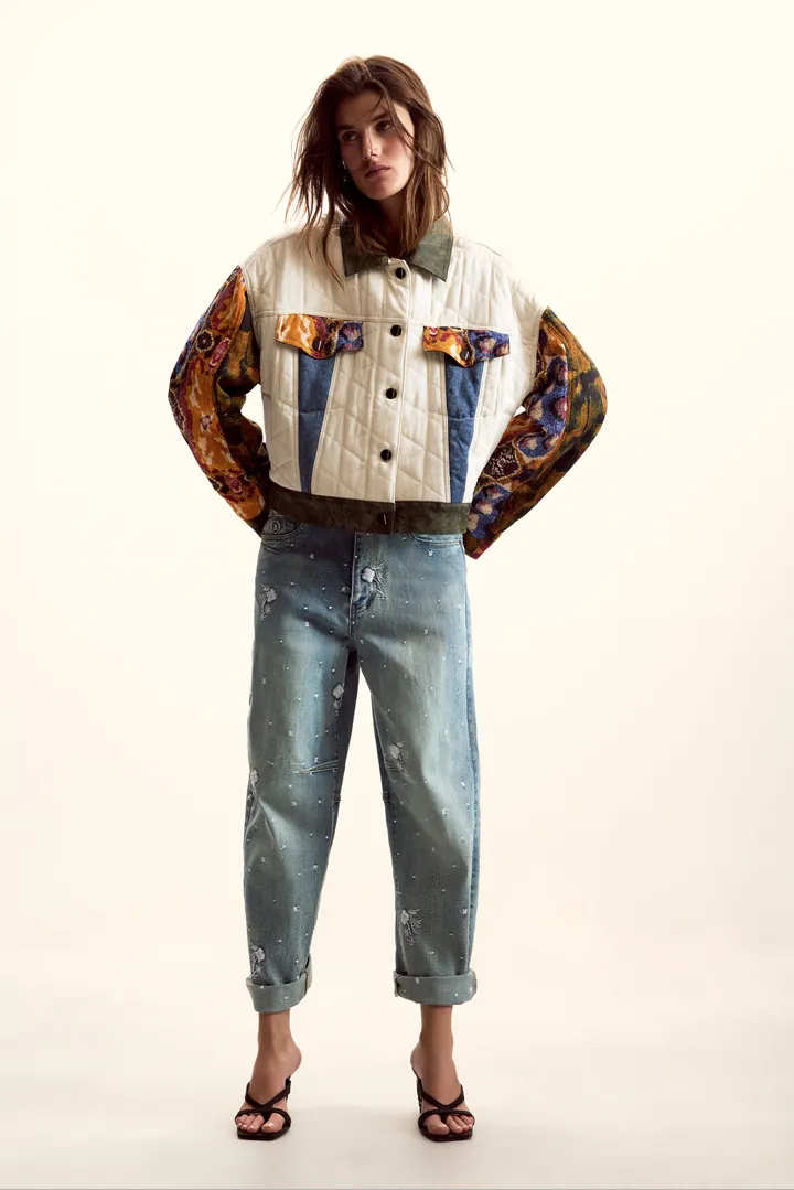 Desigual, Chaqueta trucker M. Christian Lacroix, Mujer, Lyocell, Blanco, L
