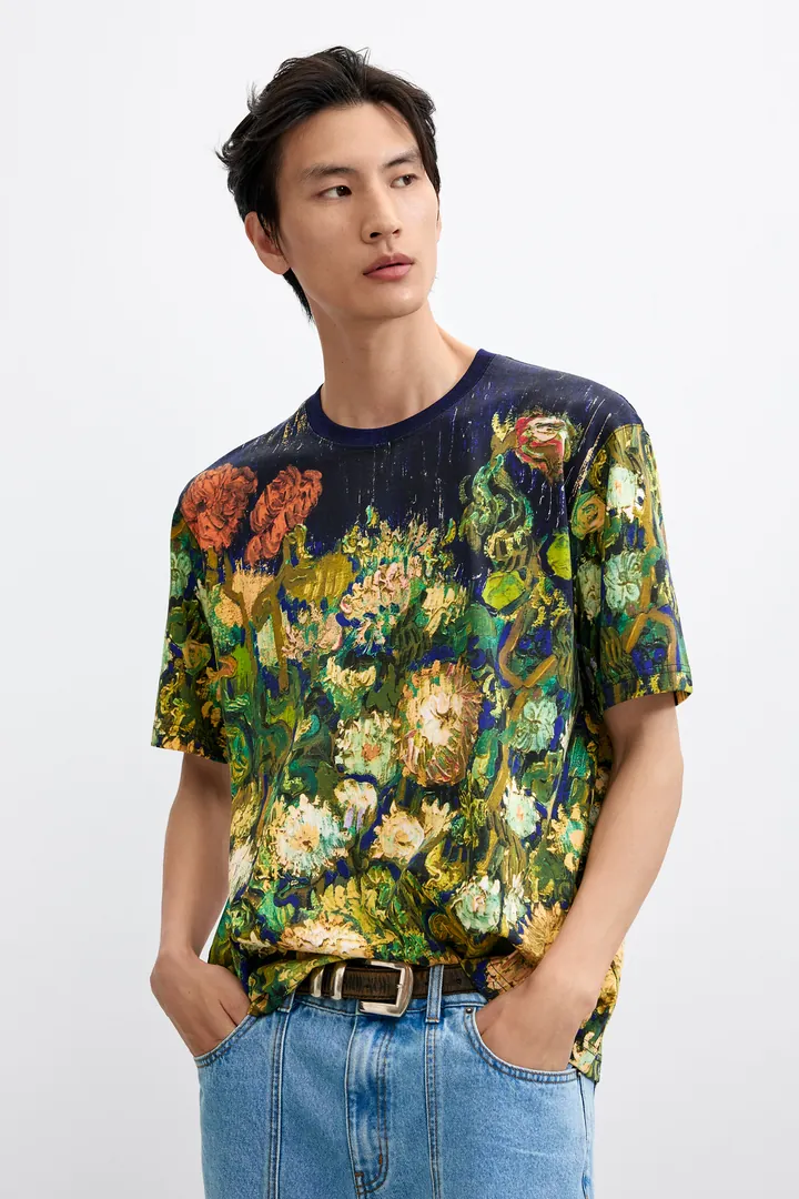 Desigual, Camiseta Estampado Bodegón, Hombre, Algodon, Azul, L