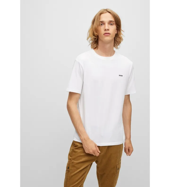 HUGO para hombre. 50466158 Camiseta Dero blanco (L), Casual, Algodón, Manga corta, Sostenible