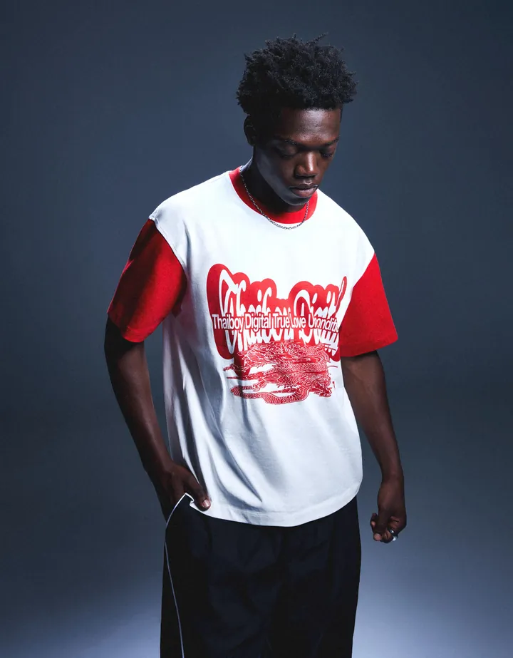 Bershka Camiseta Manga Corta Print Nts X Thaiboy Digital Hombre L Blanco