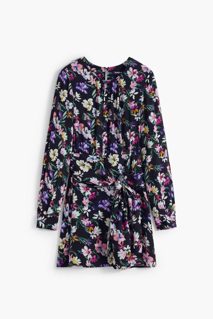 Desigual, Vestido corto floral nudo, Viscosa, L