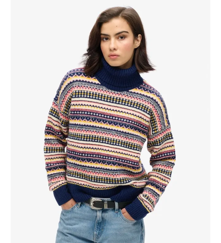 Superdry para mujer. W6110617A Jersey Textured Stripe Pattern marino (M), Casual, Lana