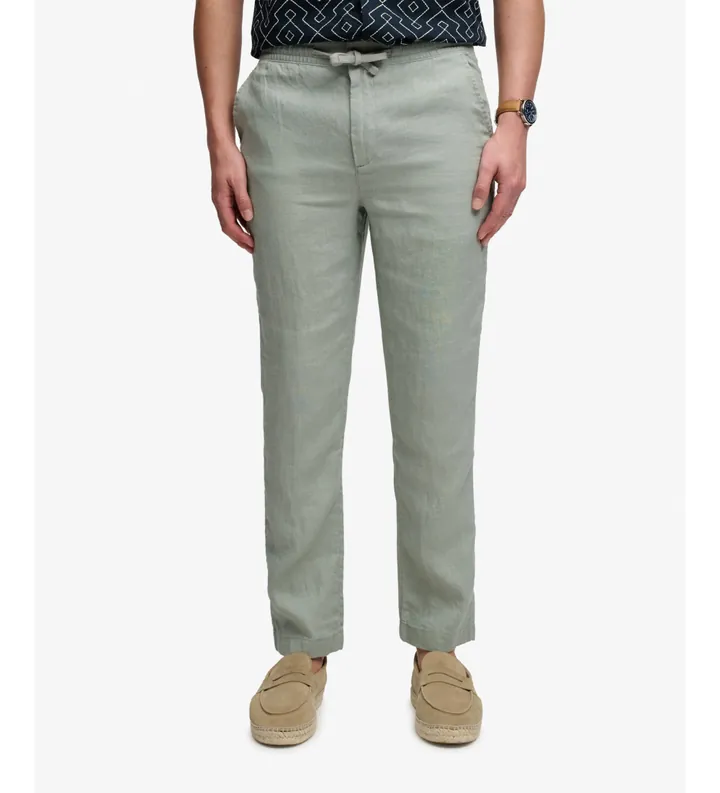 Superdry para hombre. M7011509A Pantalón Merchant Lino verde (L), Casual