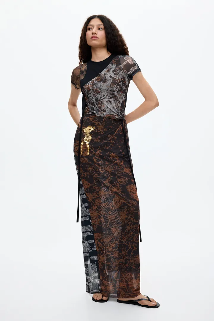 Desigual, Vestido Largo estampado Ottolinger, Mujer, MarróN, L