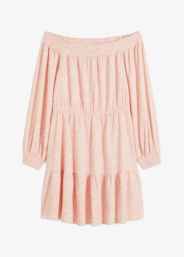 Vestido estampado con escote bañera