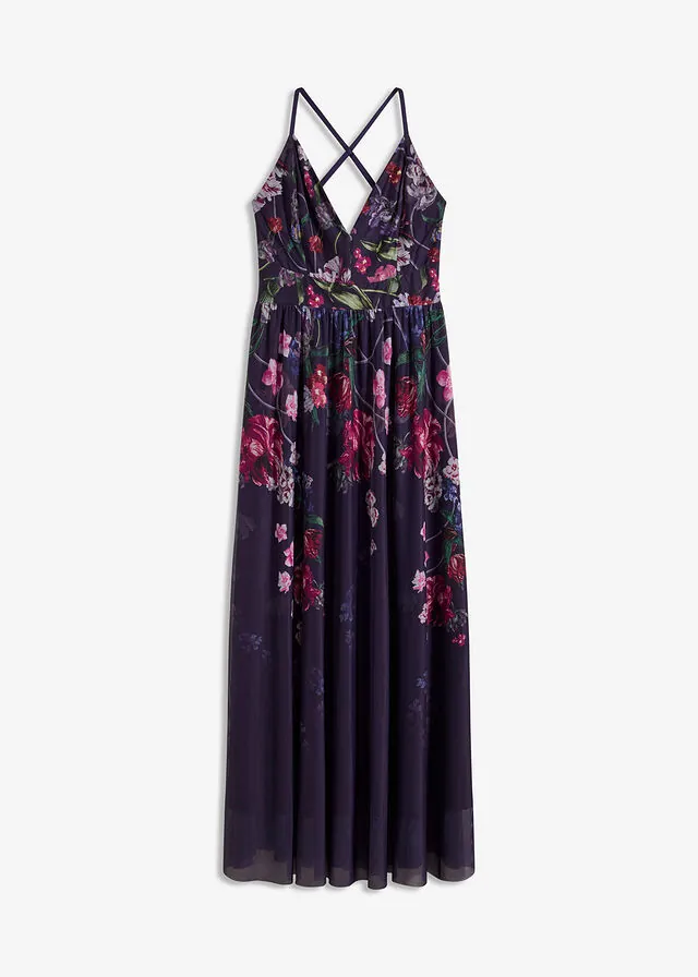 Vestido largo de tul delicado con tirantes