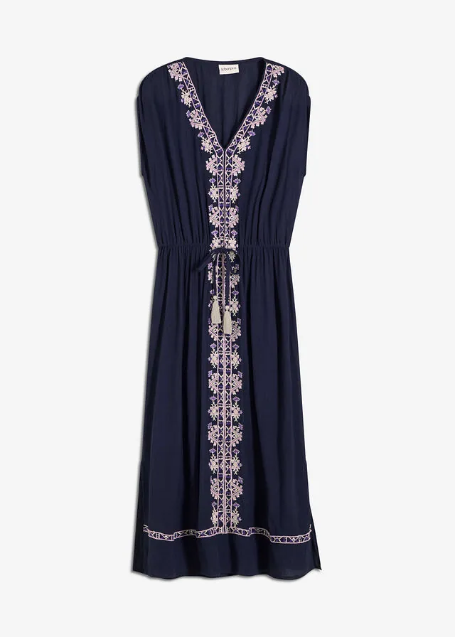 Vestido midi bohemio de viscosa fluida