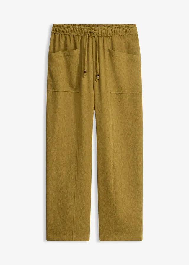 Pantalón holgado de mezcla de viscosa estructurada