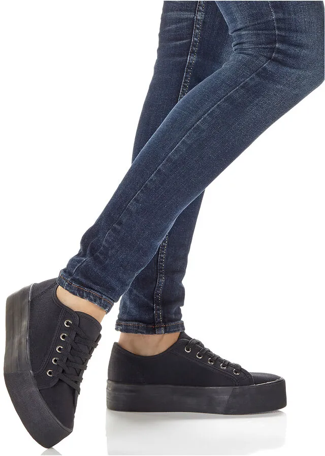 Zapatillas con plataforma de lona de algodón