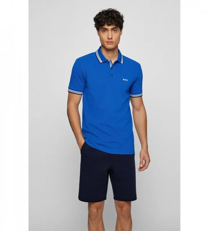 BOSS para hombre. 50469055 Polo regular Fit detalle Logo azul (L), Casual, Algodón, Manga corta