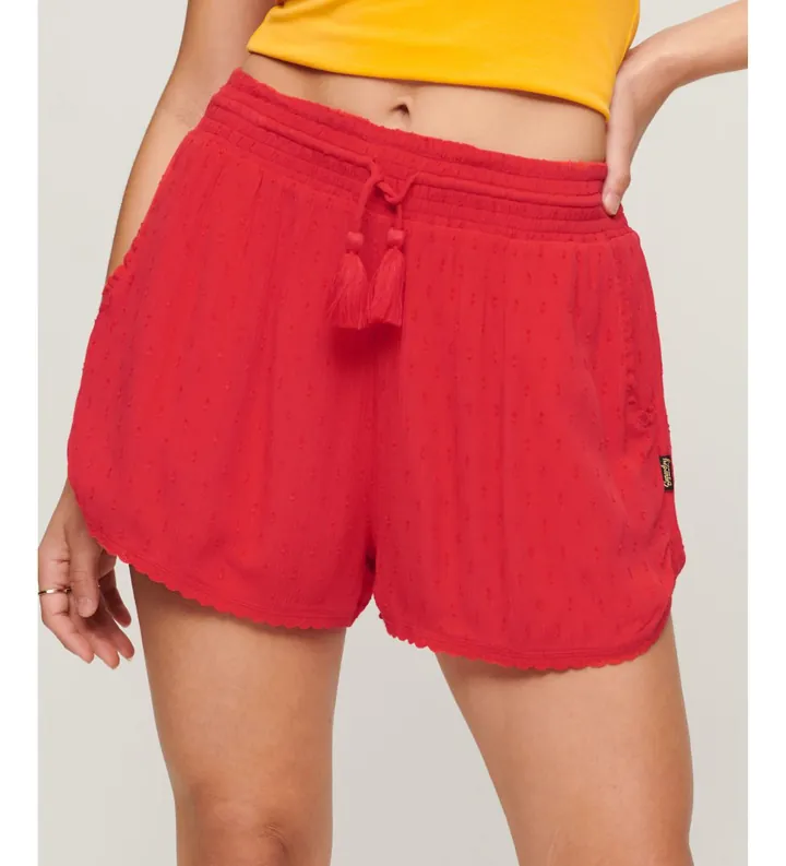 Superdry para mujer. W7110346A Pantalones cortos de playa Vintage rojo (M), Casual, Viscosa