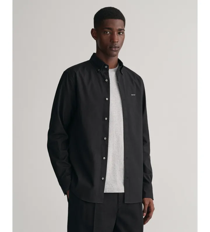 Gant para hombre. 3000300 Camisa Oxford Pinpoint Regular Fit negro (M), Casual, Fiesta, Algodón, Clásico, Manga larga