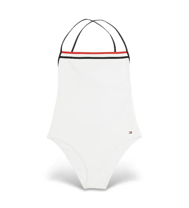Tommy Hilfiger para mujer. UW0UW05849 Bañador Global Stripe texturizado blanco (L), Beachwear, Nylon