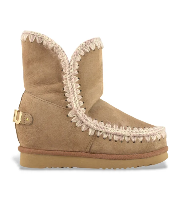 Mou para mujer. MU.FW121013A Botines de piel Inner WedgeSh big metal logo marrón (40), 5 a 8cm, Ninguno, Casual