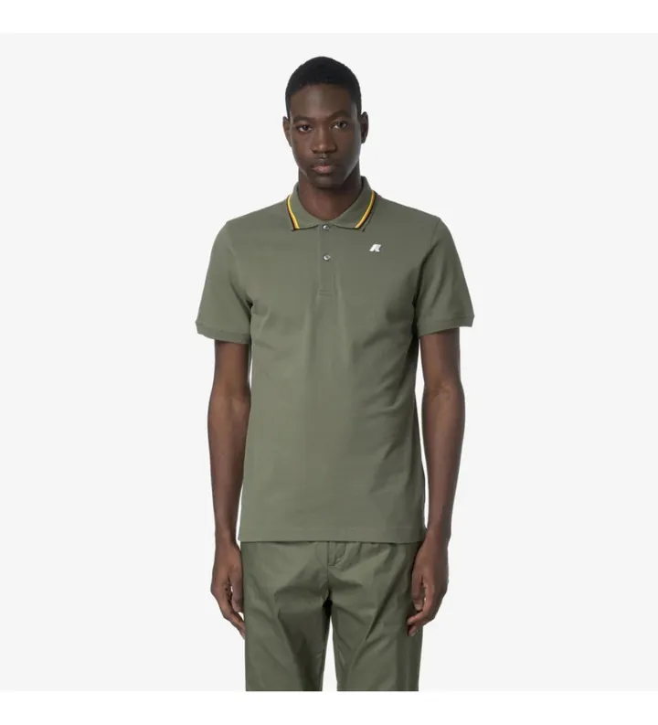 K-way para hombre. K1125DW Polo Jud verde (L), Casual, Algodón, Manga corta