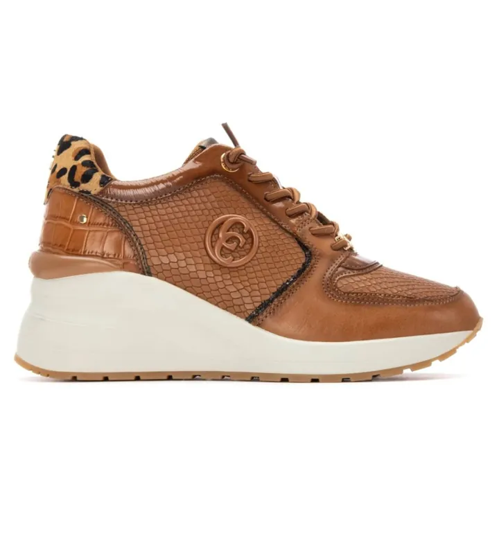 Carmela para mujer. 16244403-CAMEL Zapatillas de piel 162444 marrón (36), 3 a 5cm, Cordones, Casual