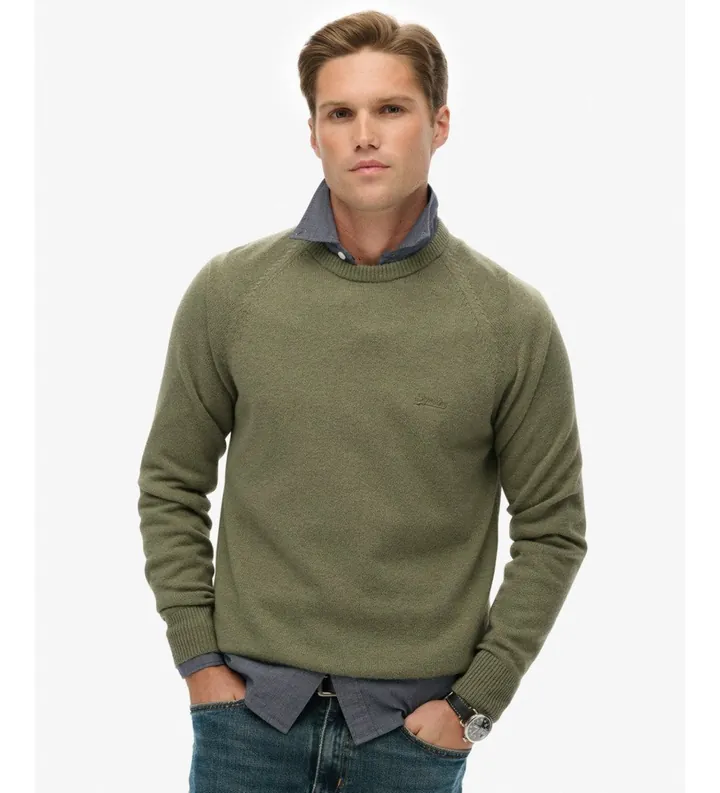 Superdry para hombre. M6110689A Jersey Blend de Lana verde (3XL), Casual, Manga larga