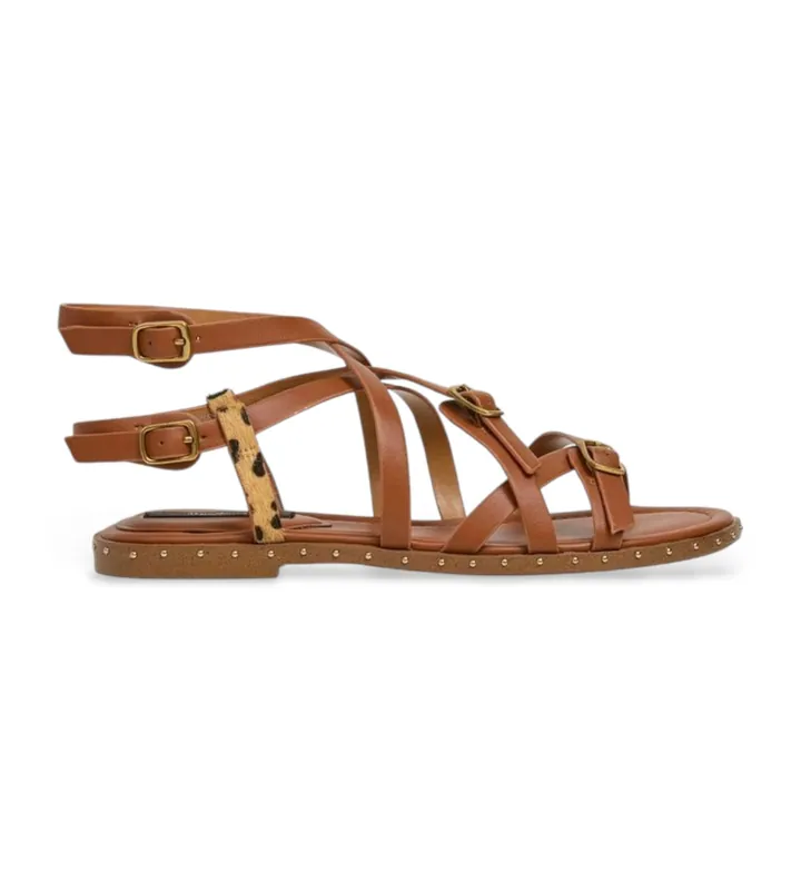 Pepe Jeans para mujer. PLS900015 Sandalias Dyana Straps marrón (38), Plano, Hebilla, Casual