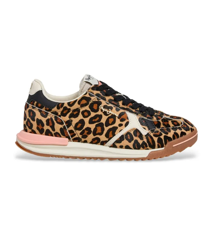 Pepe Jeans para mujer. PLS600059 Zapatillas Marvin Leo animalprint (36), Plano, Cordones, Casual, Animal print