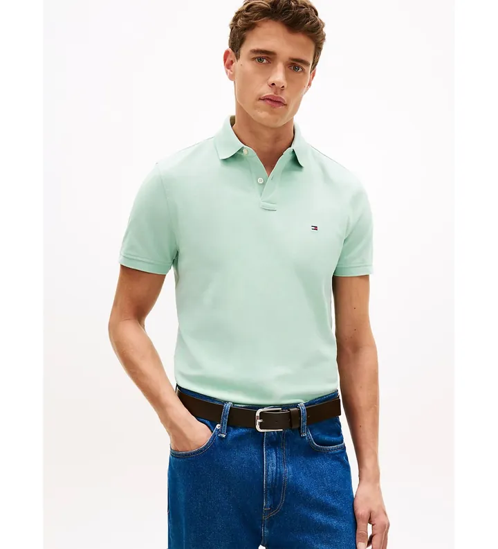 Tommy Hilfiger para hombre. MW0MW17770 Polo 1985 de piqué verde (S), Casual, Algodón, Manga corta