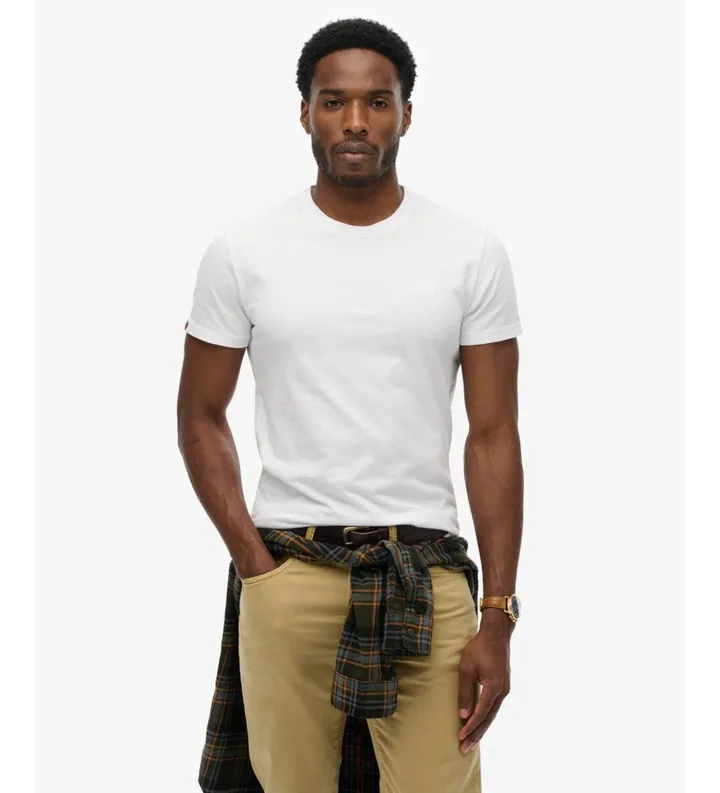 Superdry para hombre. M1011245A Camiseta Essential Logo blanco (S), Casual, Algodón, Manga corta
