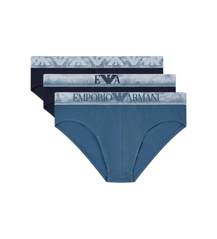 Emporio Armani para hombre. EM000258_AF18886 Set 3 Slips Ajuste azul, marino (L), Homewear, Algodón