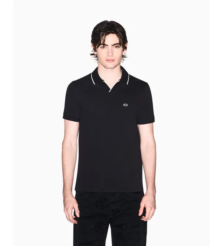 A|X Armani Exchange para hombre. XM002401AF10366UC001 Polo Breathable negro (L), Casual, Algodón, Manga corta