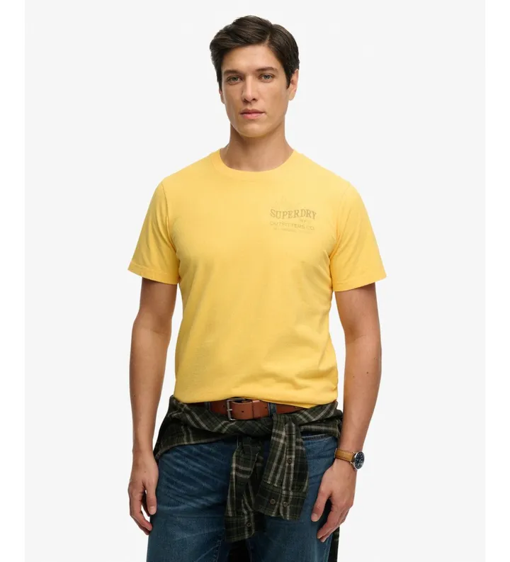 Superdry para hombre. M1012358A Camiseta Outdoor amarillo (L), Casual, Algodón, Manga corta