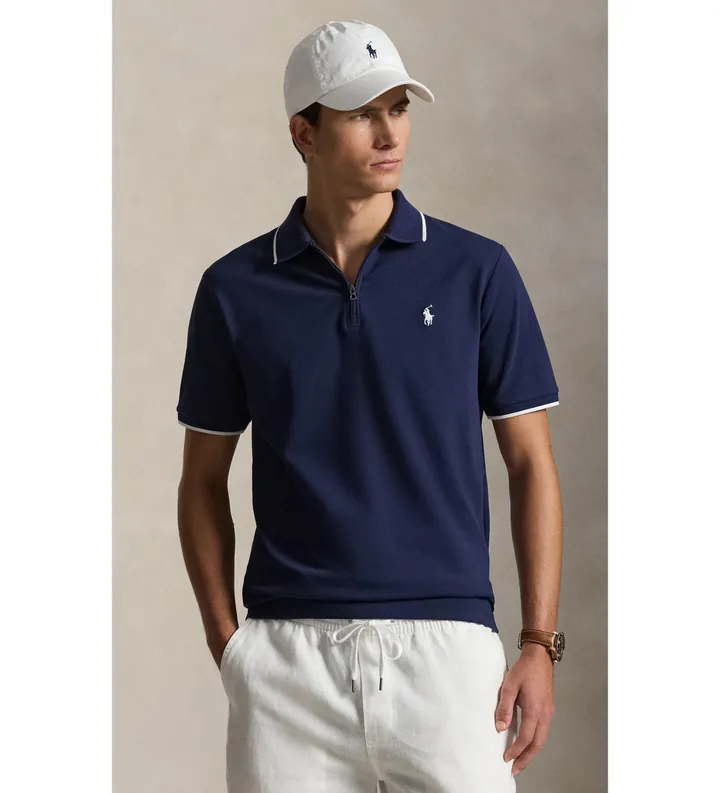 Polo Ralph Lauren para hombre. 710B19737003 Polo estampado con manga corta marino (L), Casual, Algodón