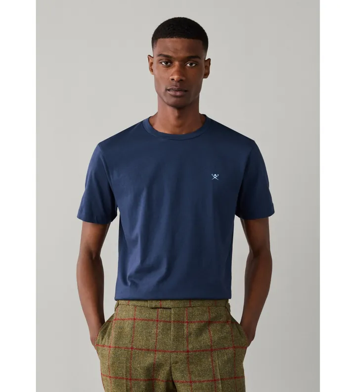 Hackett London para hombre. HM5000146 Camiseta Logo marino (L), Casual, Algodón, Manga corta