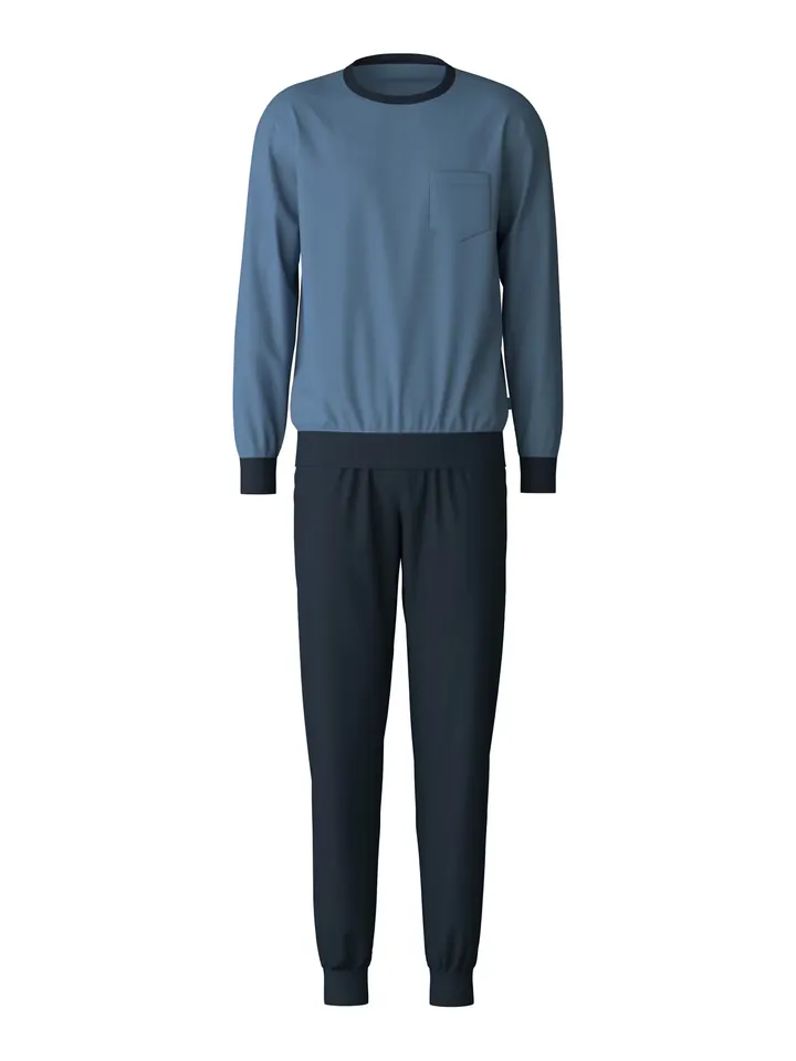 CALIDA Pijama largo azul / azul oscuro