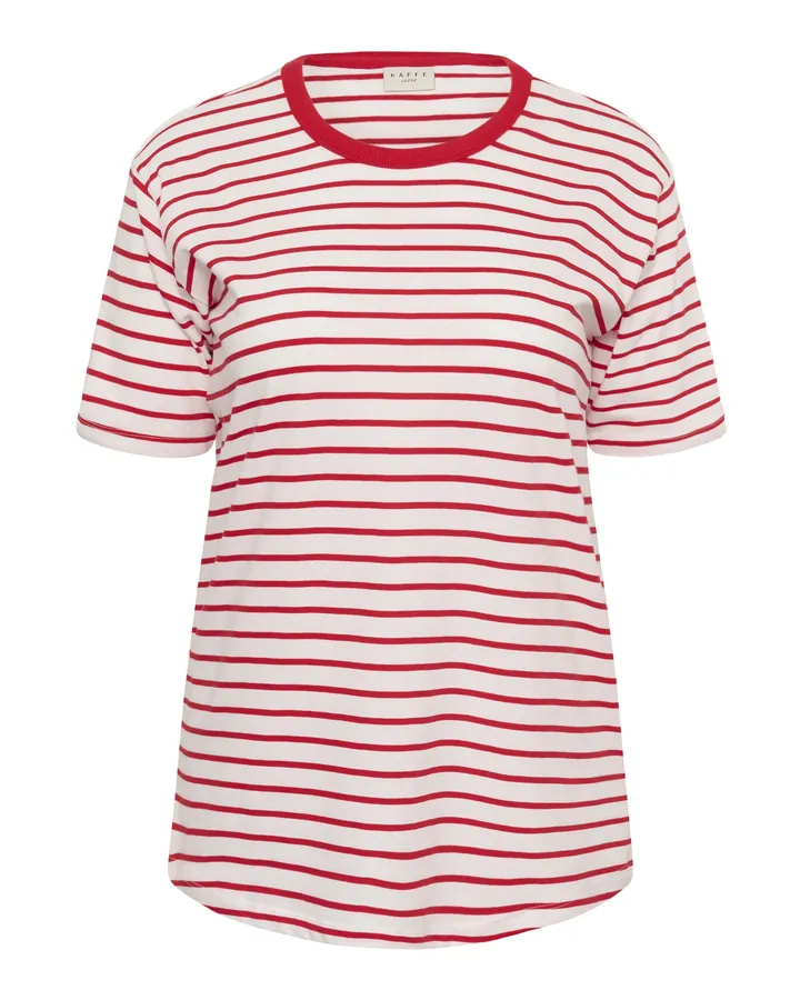 KAFFE CURVE Camiseta rojo / blanco