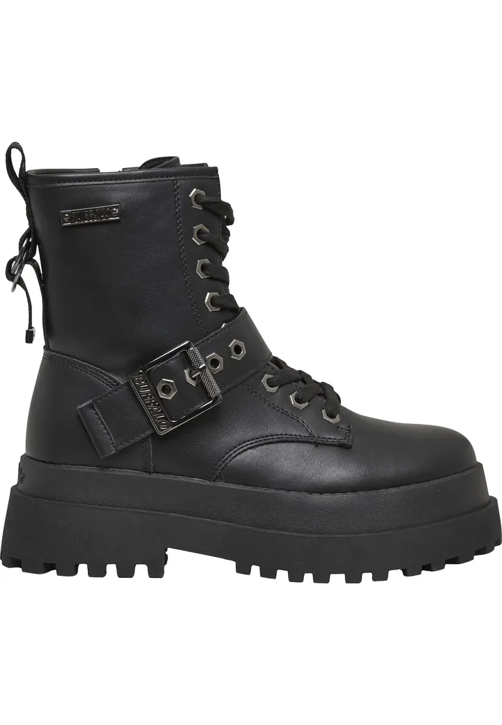 BUFFALO Botines con cordones 'Pluto' negro