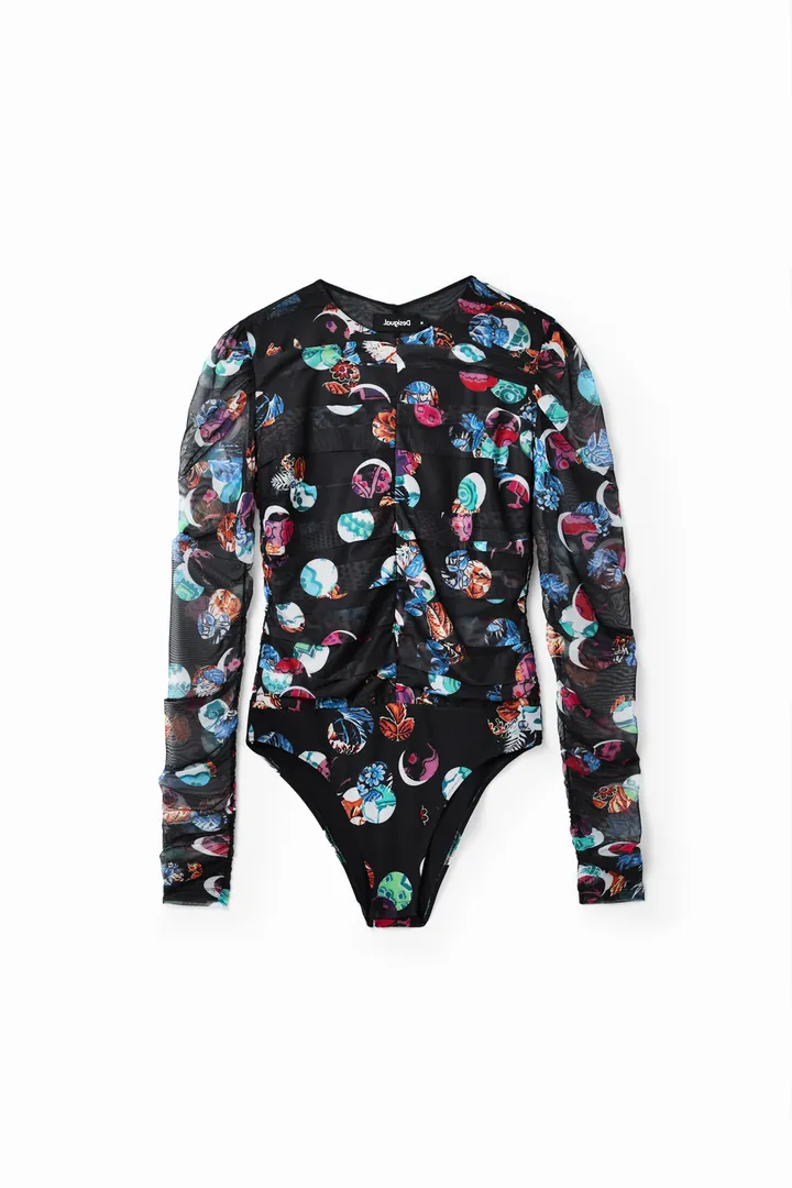 Desigual, Body estampado topos fantasía, Poliester, Negro, L