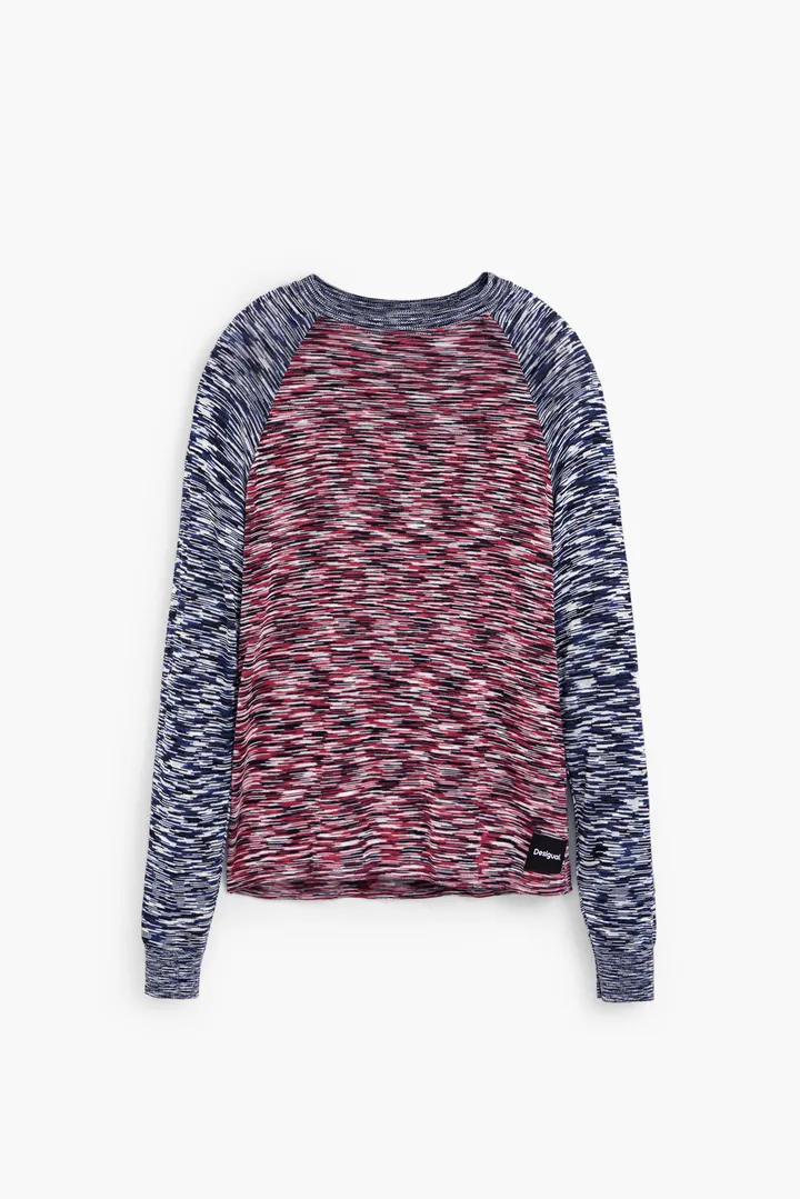 Desigual, Camiseta jaspeada bicolor, Viscosa, Azul, L