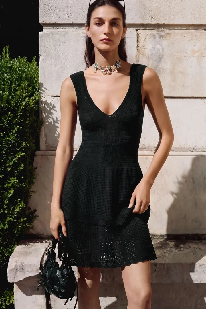 Desigual, Vestido tirantes punto, Mujer, Negro, L