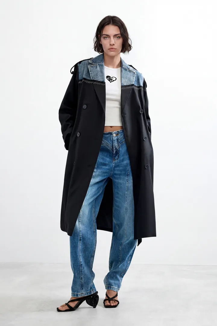 Desigual, Abrigo Trench Largo, Mujer, Negro, L