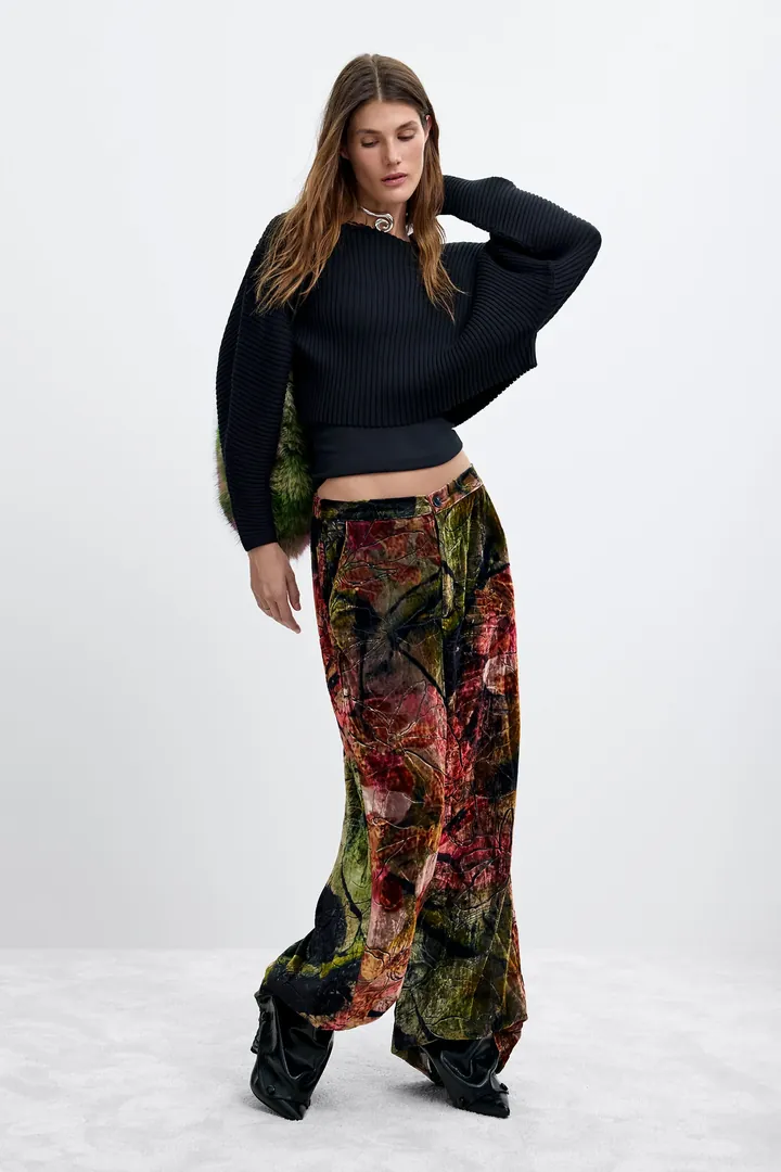 Desigual, Pantalón Velvet Largo M. C. Lacroix, Mujer, Rojo, L