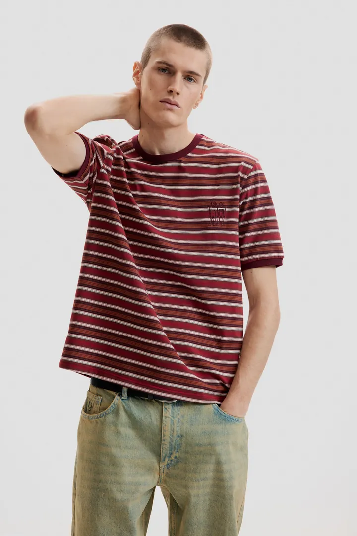 Desigual, Camiseta punto rayas, Hombre, Rojo, L