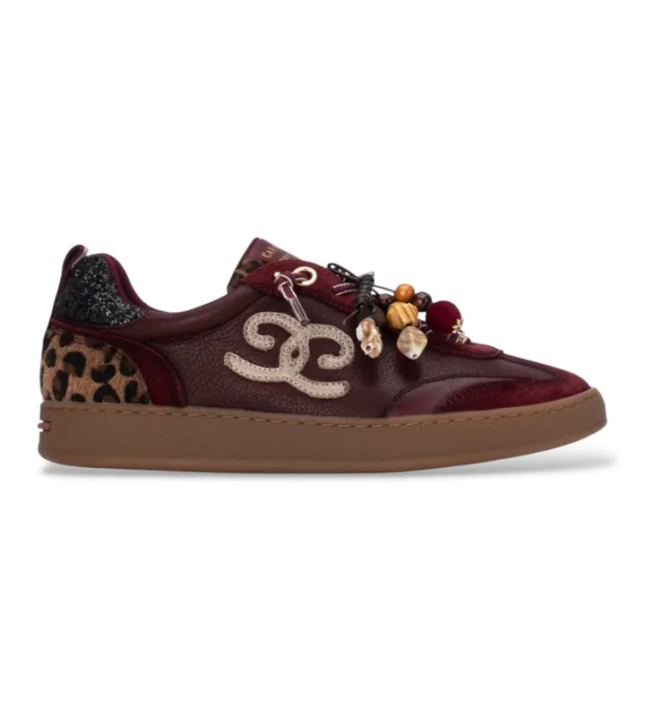 Carmela para mujer. 16415204-BURDEOS Zapatillas de Piel 164152 granate (35), Plano, Cordones, Casual