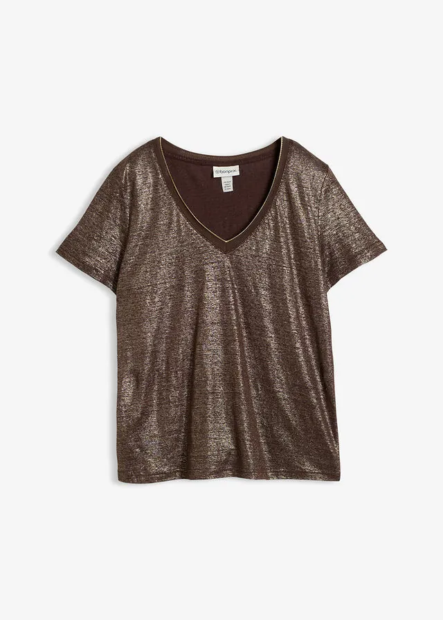 Camiseta de lino puro con lúrex