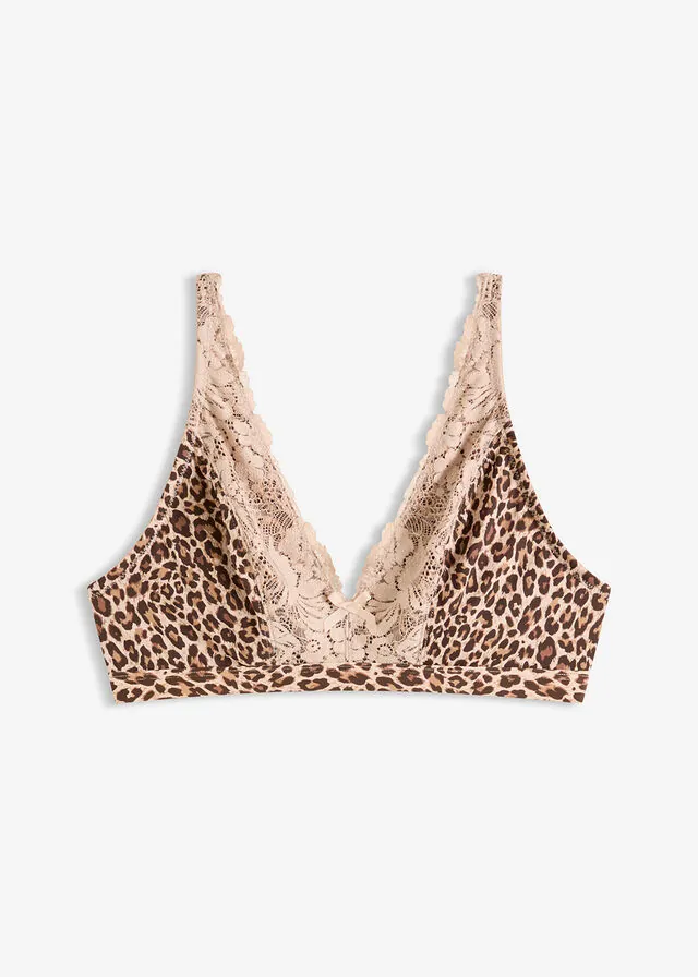 Bralette sin aros con forro suave y estampado de leopardo