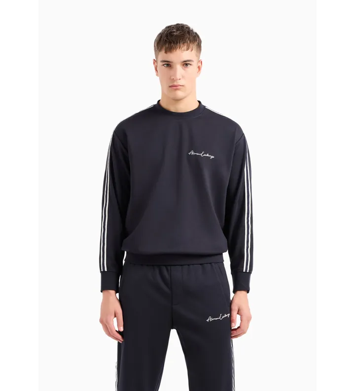 A|X Armani Exchange para hombre. 8NZMSGZ9N1Z1510 Sudadera marino (L), Casual, Poliéster, Modal, Manga larga