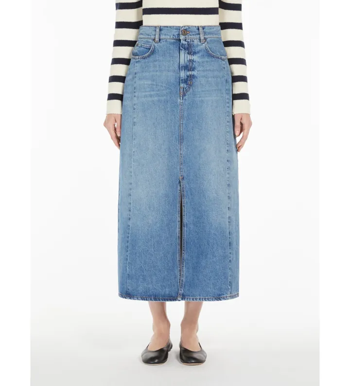 Weekend Max Mara para mujer. 2515101061600 Falda denim Gesso azul (40), Casual, Algodón