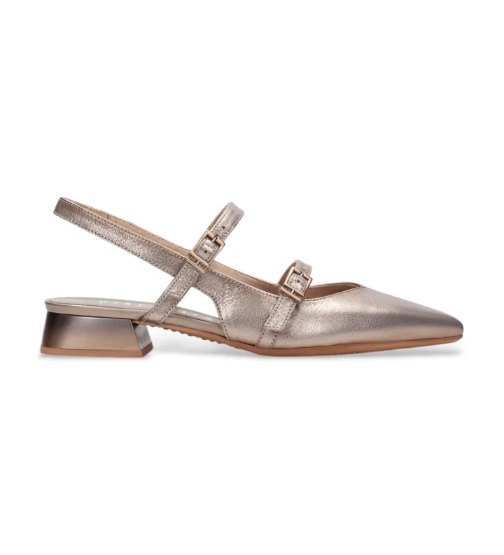 Hispanitas para mujer. HV253922 Sandalias de Piel Dali dorado (36), 1 a 3cm, Hebilla, Casual, Fiesta