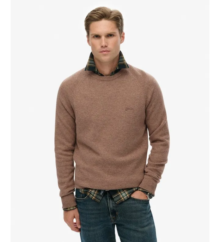 Superdry para hombre. M6110689A Jersey Blend de Lana marrón (3XL), Casual