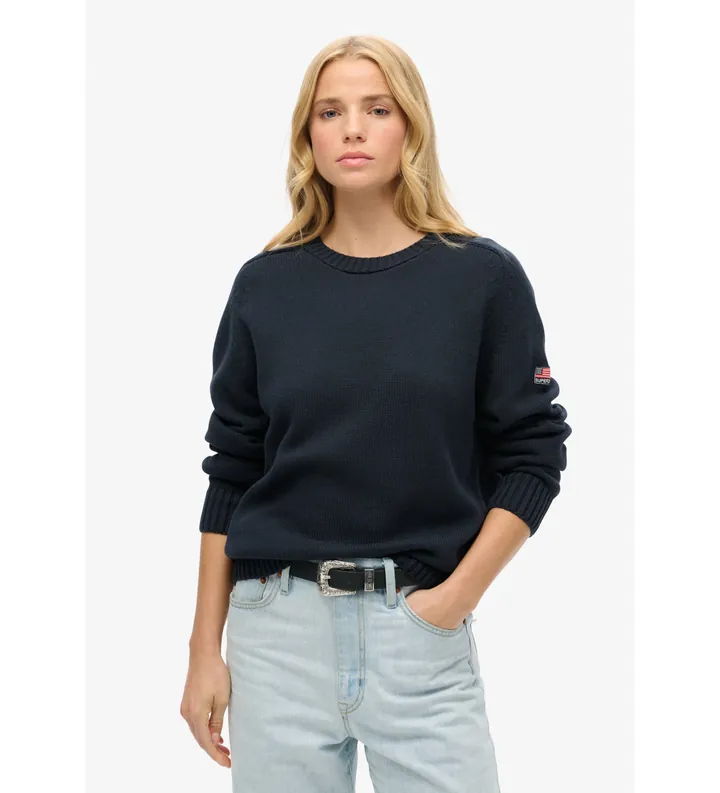 Superdry para mujer. W6110609A Jersey Slouchy marino (L), Casual, Algodón, Manga larga