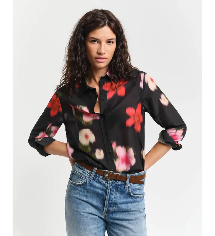 Gant para mujer. 4300423 Camisa Floral negro (34), Casual, Viscosa, Manga larga
